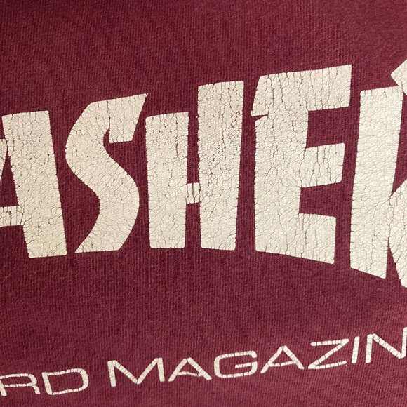 Vintage Thrasher Magazine T Shirt Mens Medium Skater Spellout  Burgundy White - Picture 9 of 10